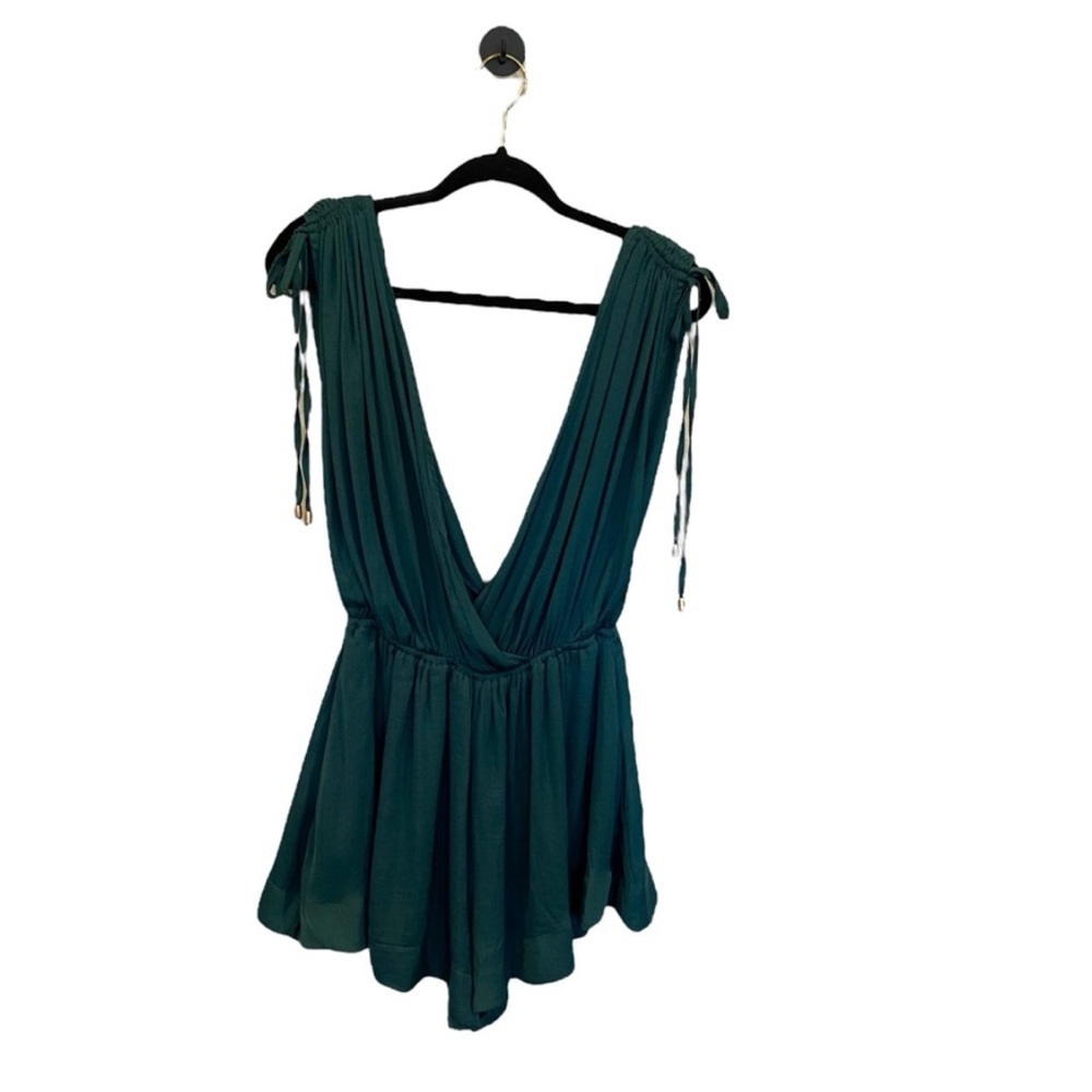 Free People Bea Sleeveless Romper Dark Green L Boho - Picture 6 of 10